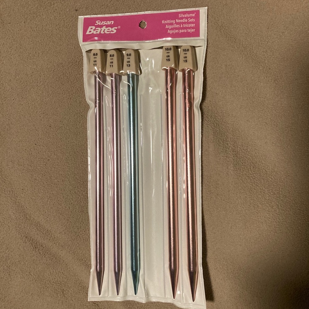 10” silvalume knitting needles